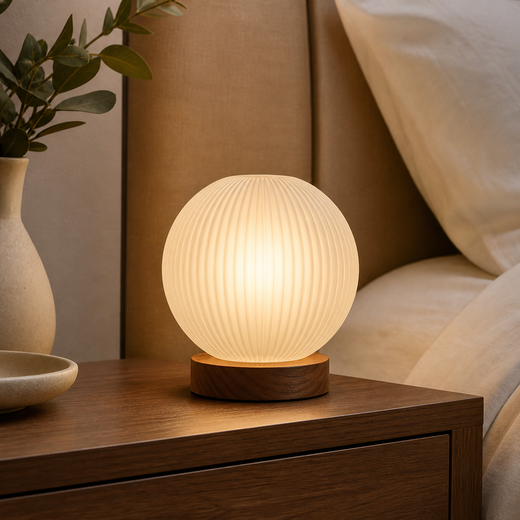 Nexorivc Ribbed Frosted Orb Bedside Lamp